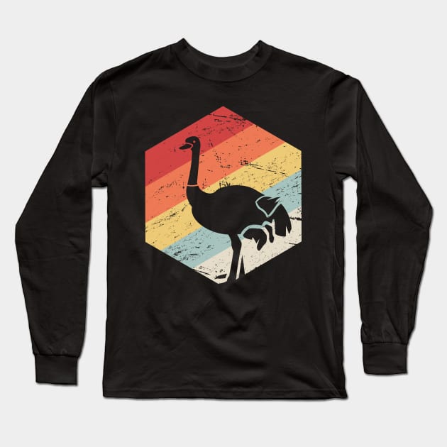 Retro Vintage Ostrich Icon Long Sleeve T-Shirt by MeatMan